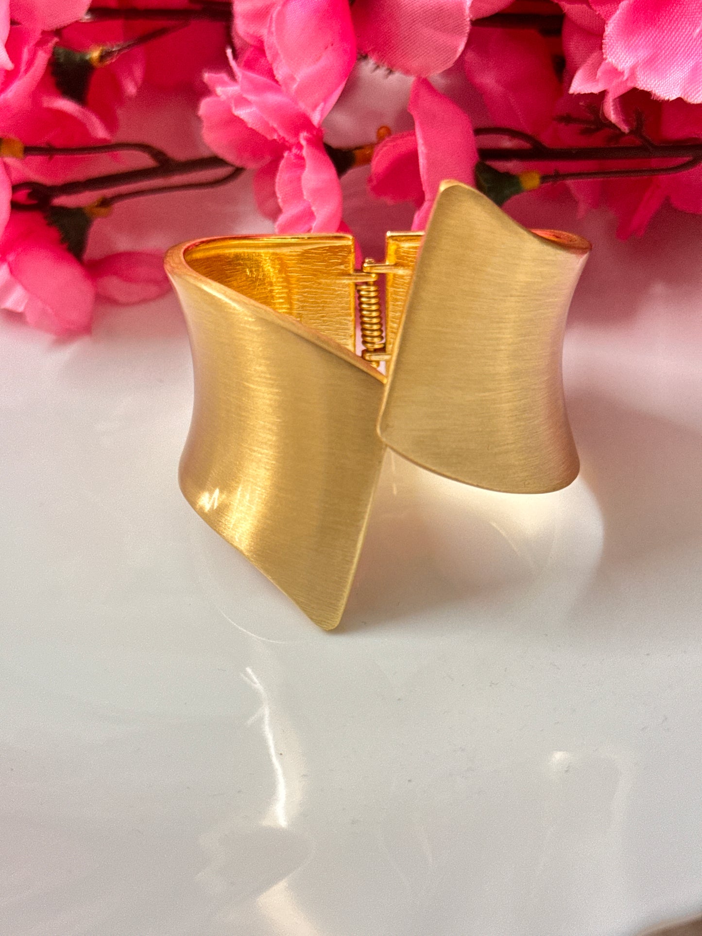 Chunky cutout cuff with Frosted metallic shine