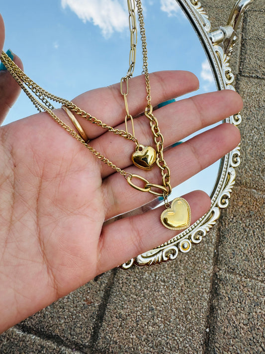 Valentine special gift double layer heart chain