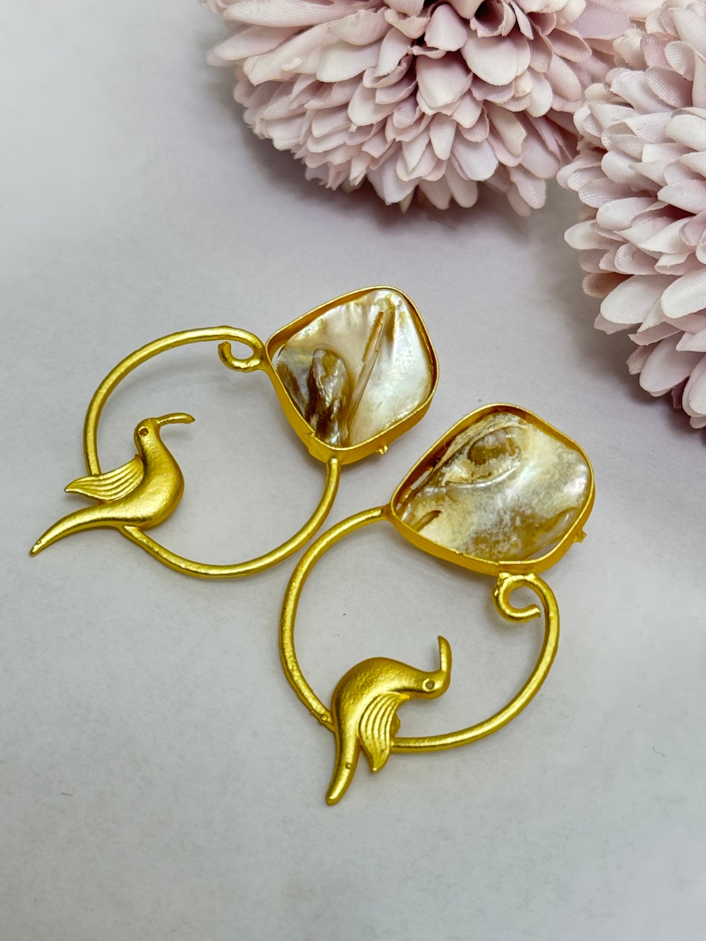 Golden Bird Brass Earrings