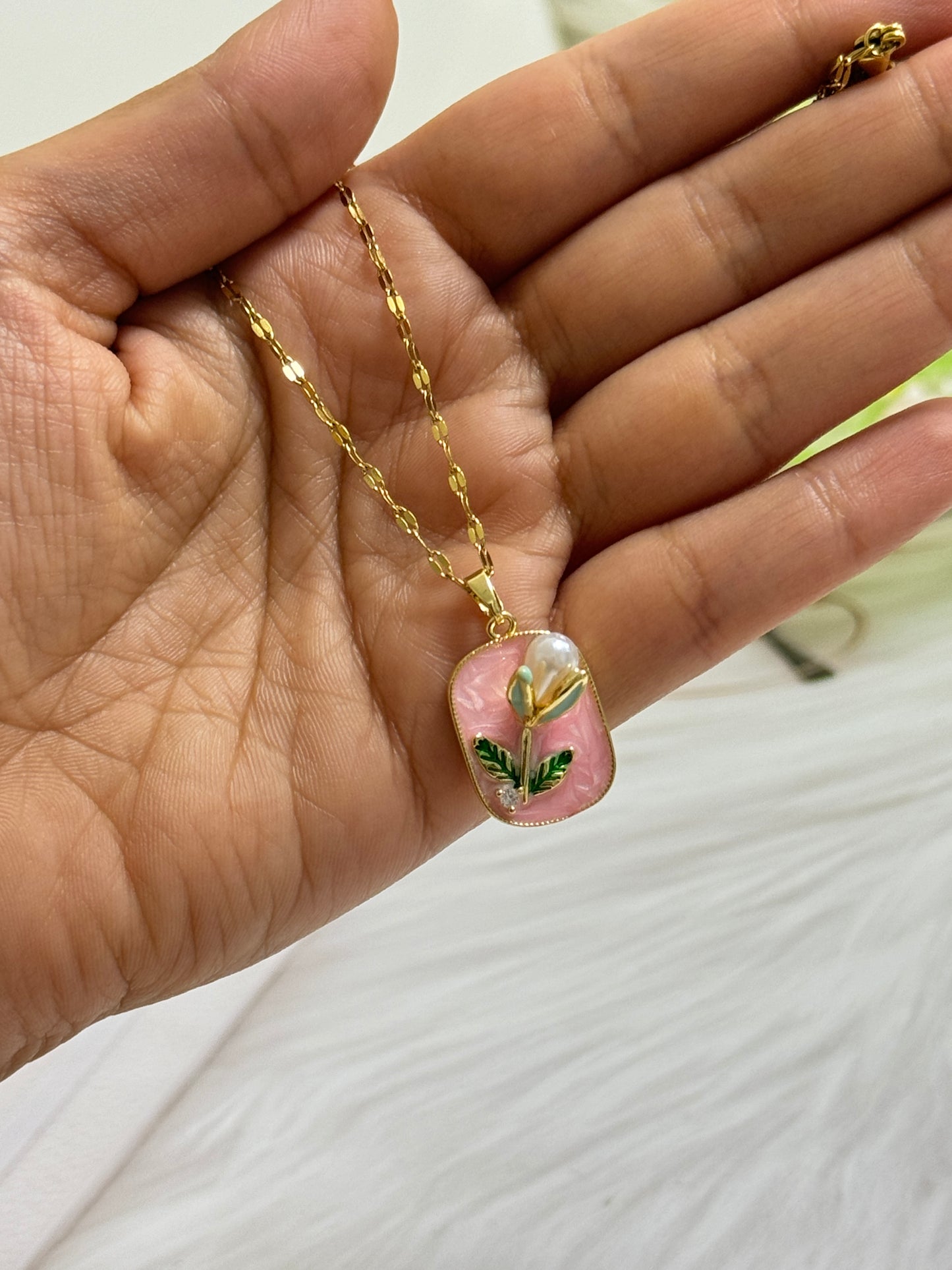 Dainty Tulip Necklace – Anti-Tarnish Gold Pendant, ₹399 – Priya Jewellery