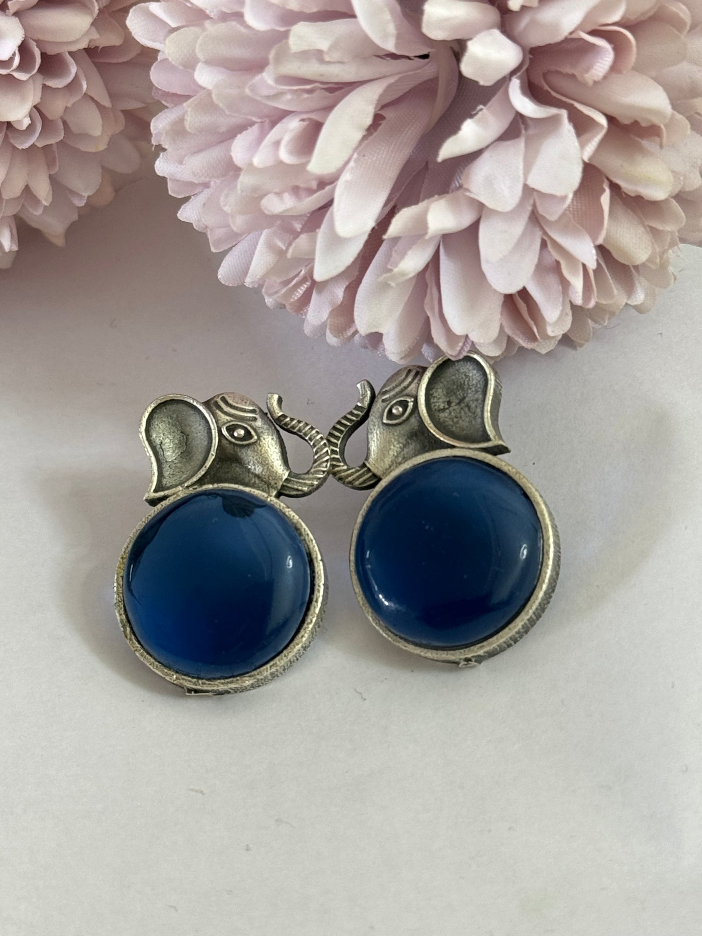 Silver Elephant Studs