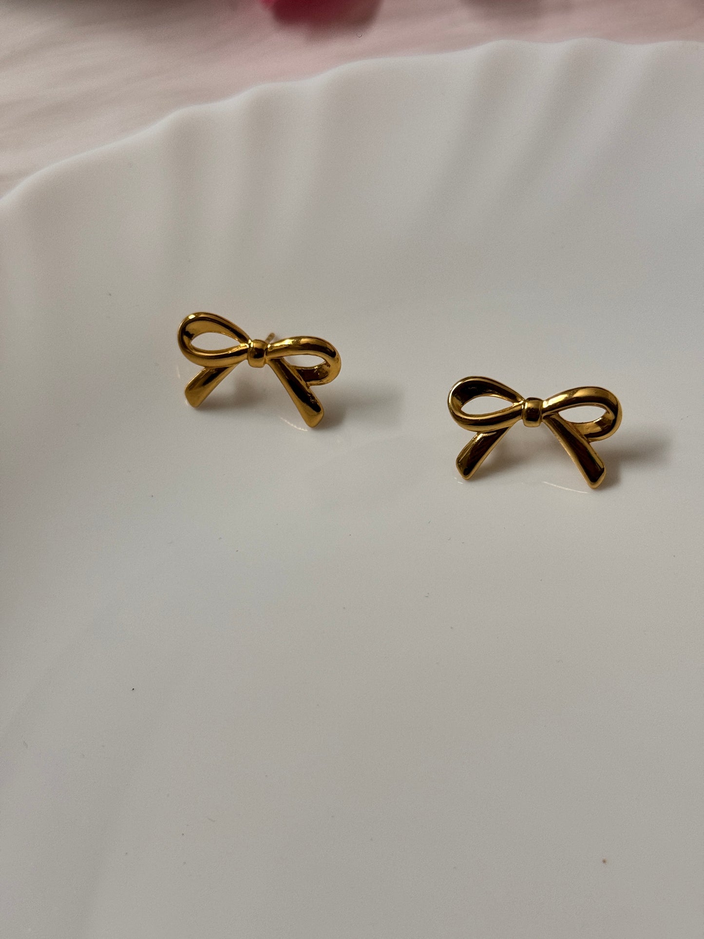 Anti - Tarnish Golden Bow Knot Studs