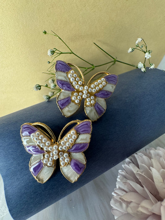 Pearl Studded Butterfly Earrings