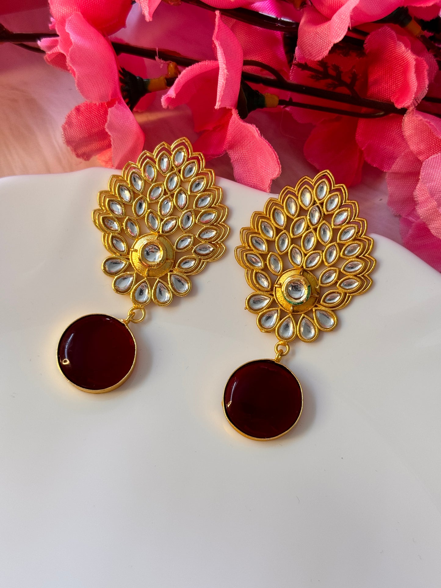 Golden Monalisa Brass Earrings