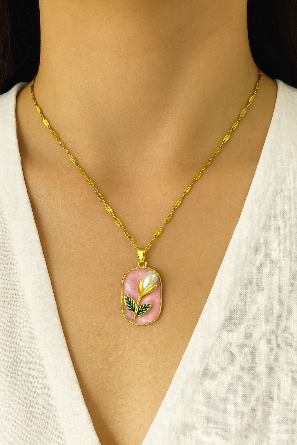 Dainty Tulip Necklace – Anti-Tarnish Gold Pendant, ₹399 – Priya Jewellery