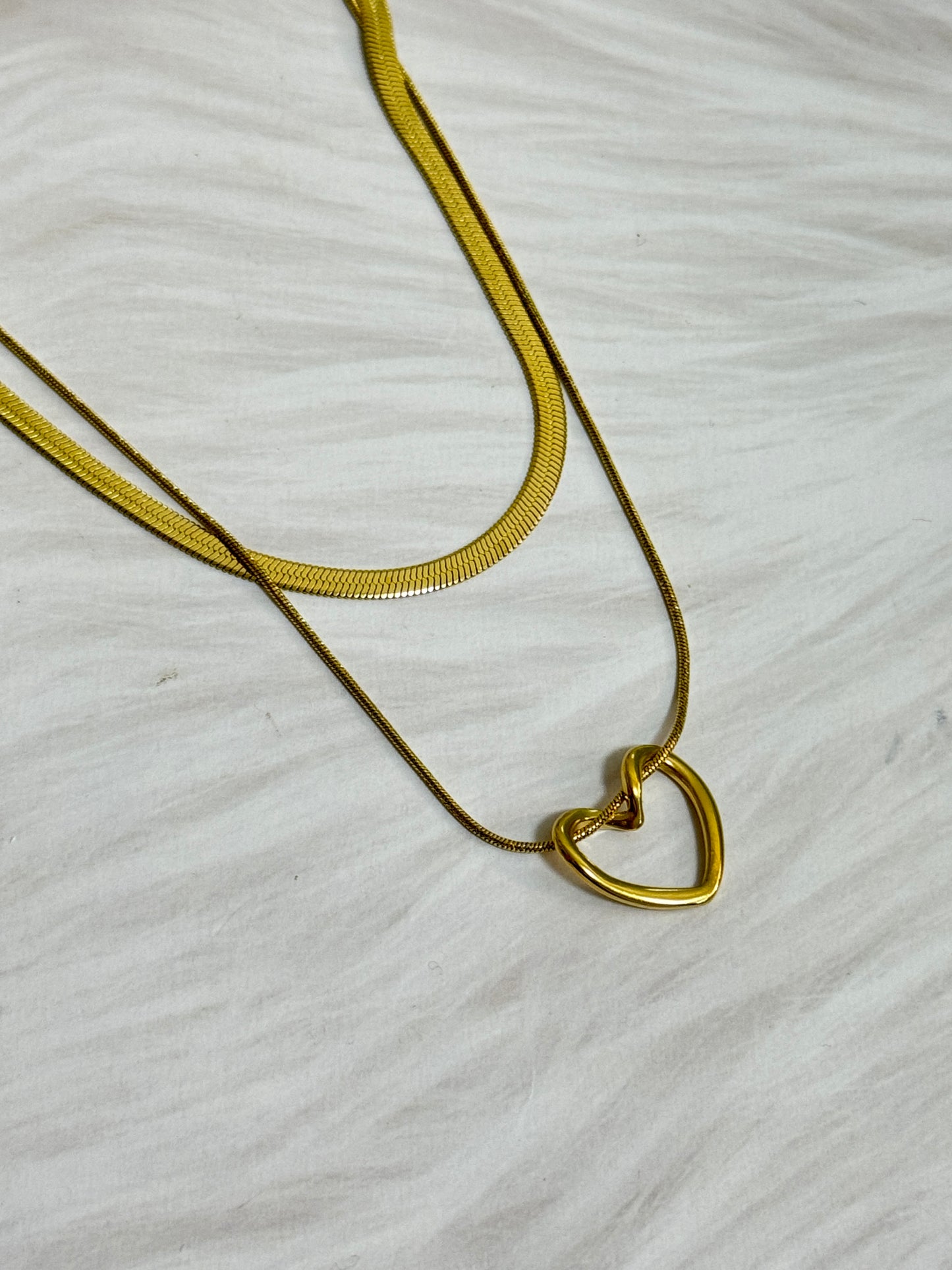 Double Layer Gold-Plated Heart Pendant Necklace for Women & Girls | Stylish Anti-Tarnish Chain | Korean Design | Daily & Party Wear Jewelry