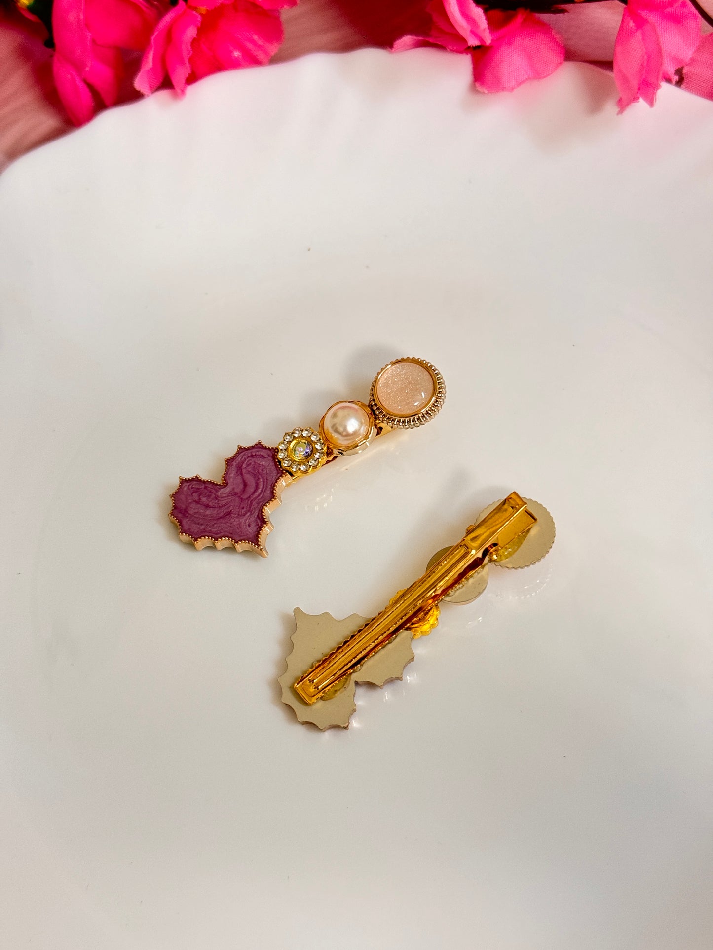 Heart pearl Clips
