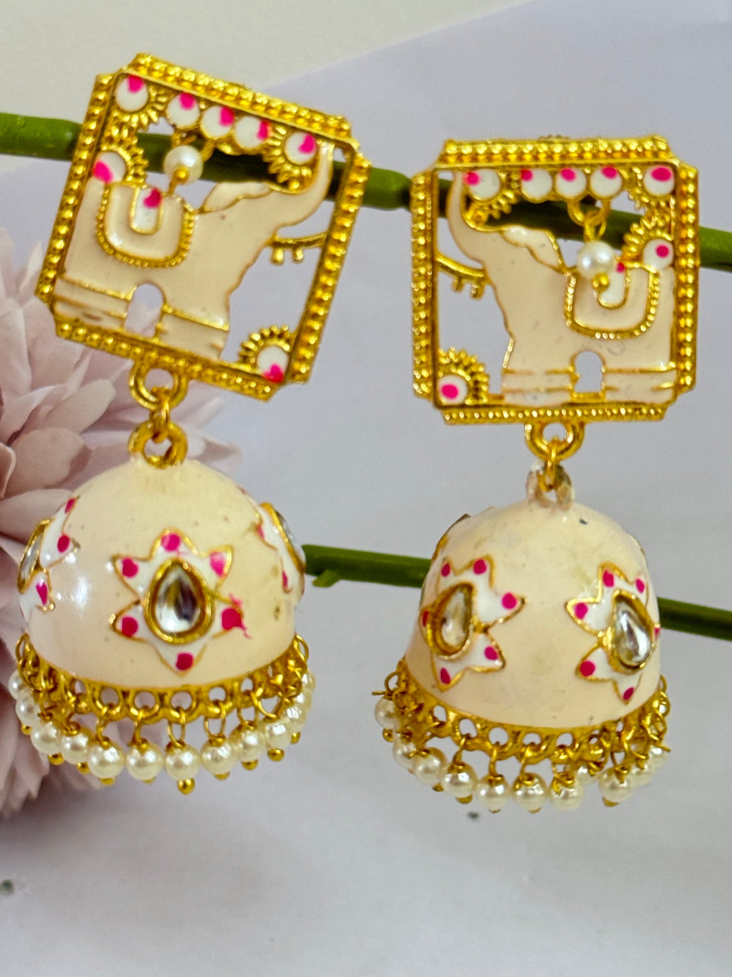 Meenakari Elephant Jhumka