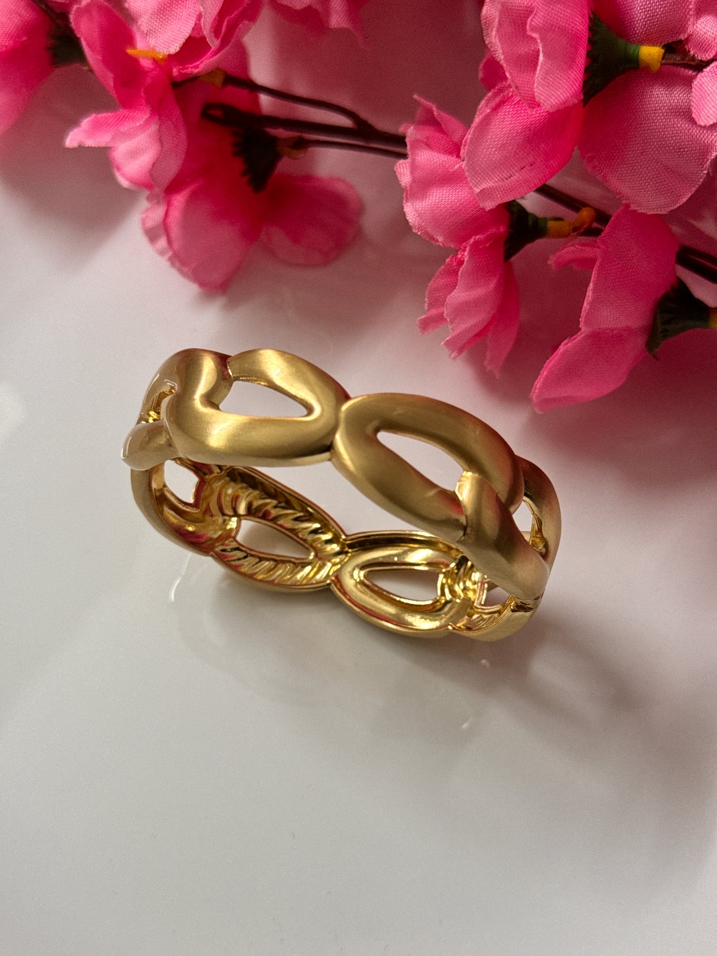 Chunky cuff with frosted metallic shine