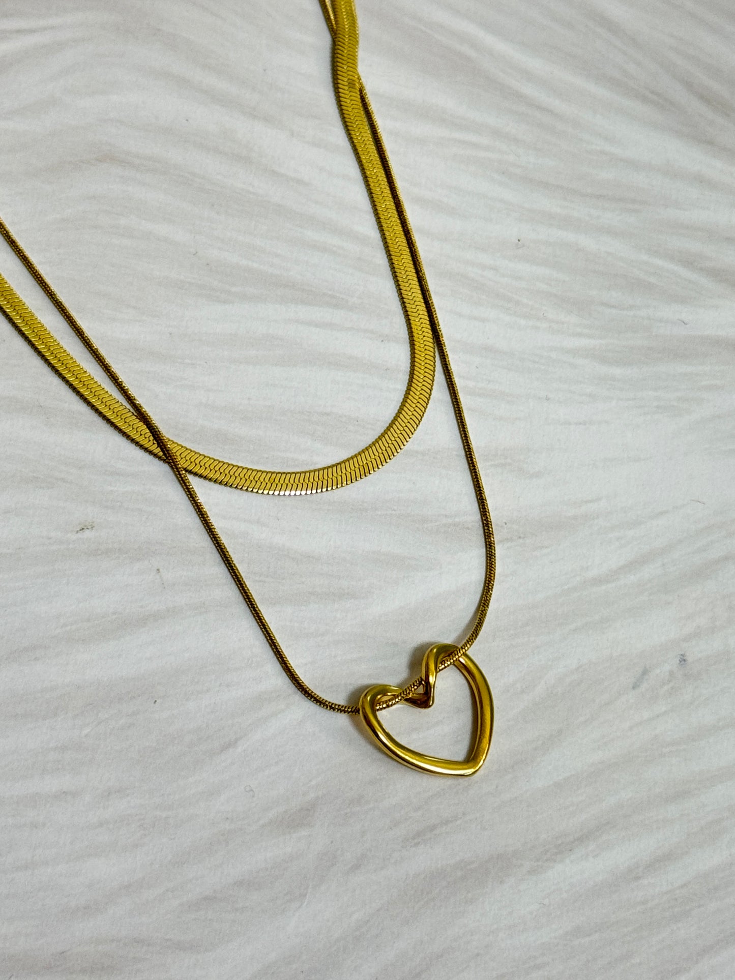 Double Layer Gold-Plated Heart Pendant Necklace for Women & Girls | Stylish Anti-Tarnish Chain | Korean Design | Daily & Party Wear Jewelry