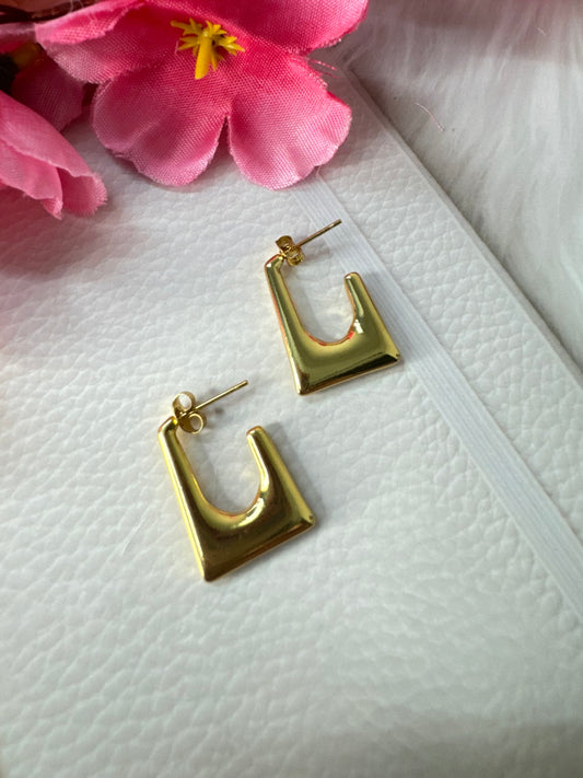 Golden Square Hoops Earrings