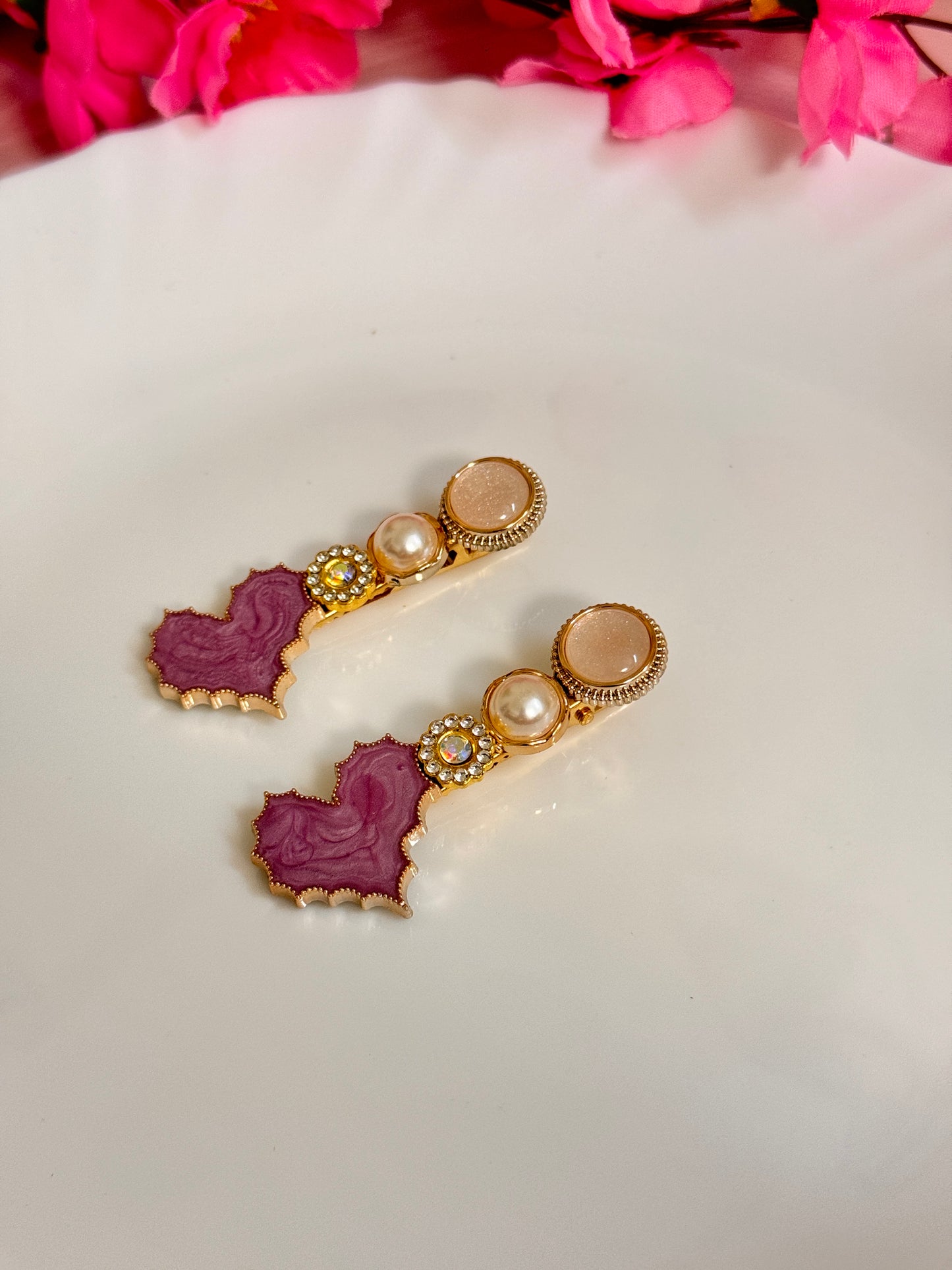 Heart pearl Clips