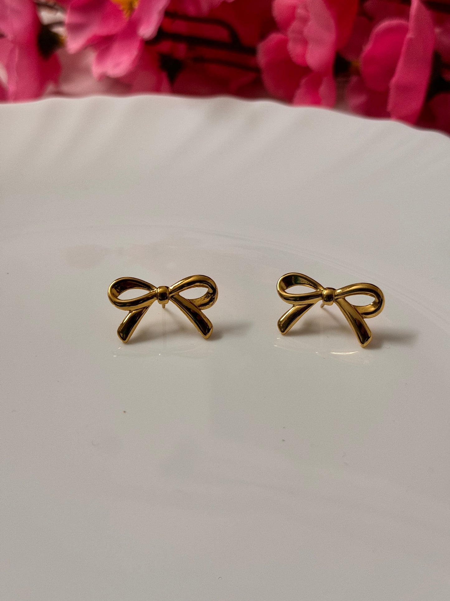 Anti - Tarnish Golden Bow Knot Studs