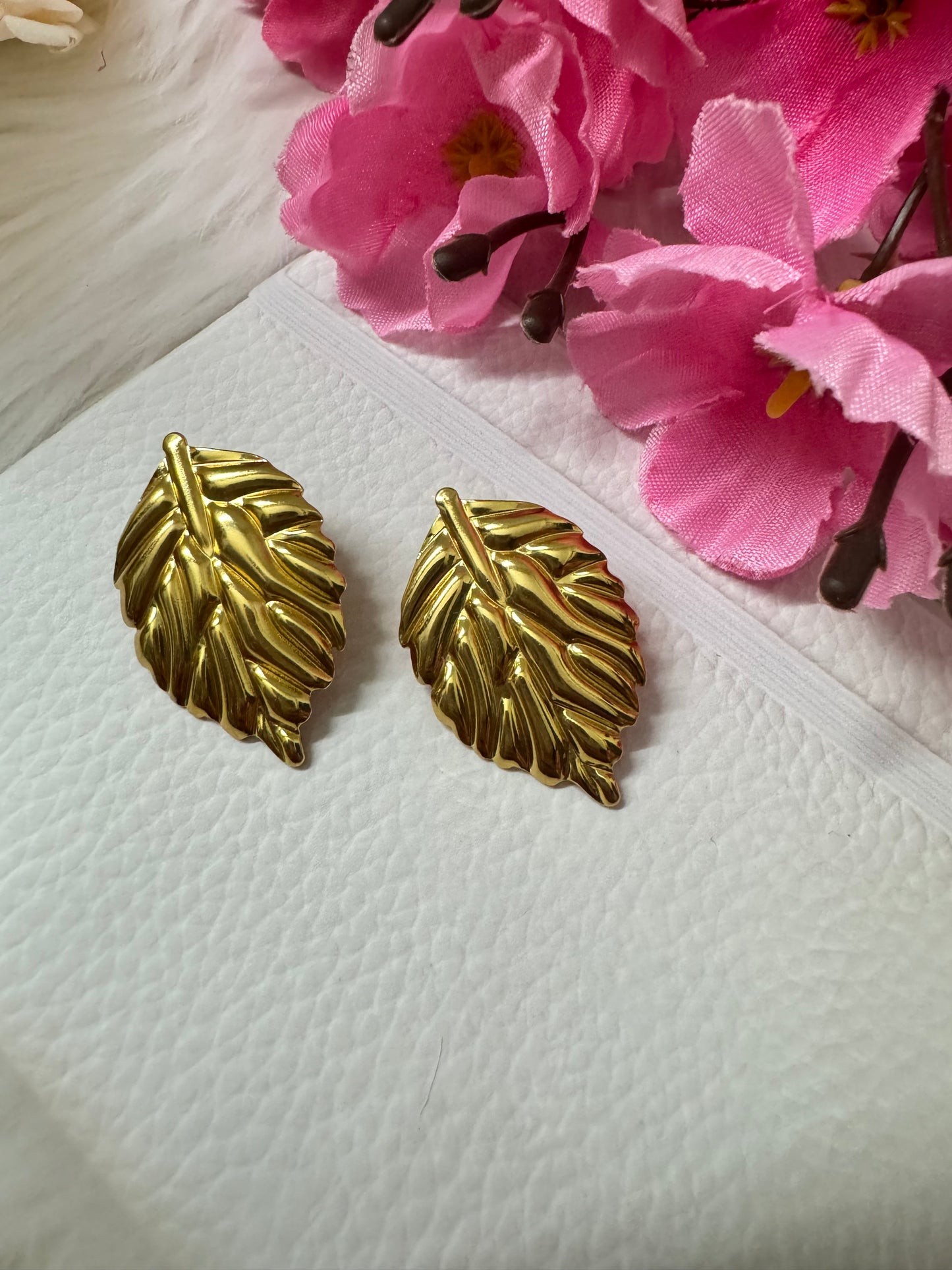 Elegant Gold Plated Leaf Earrings