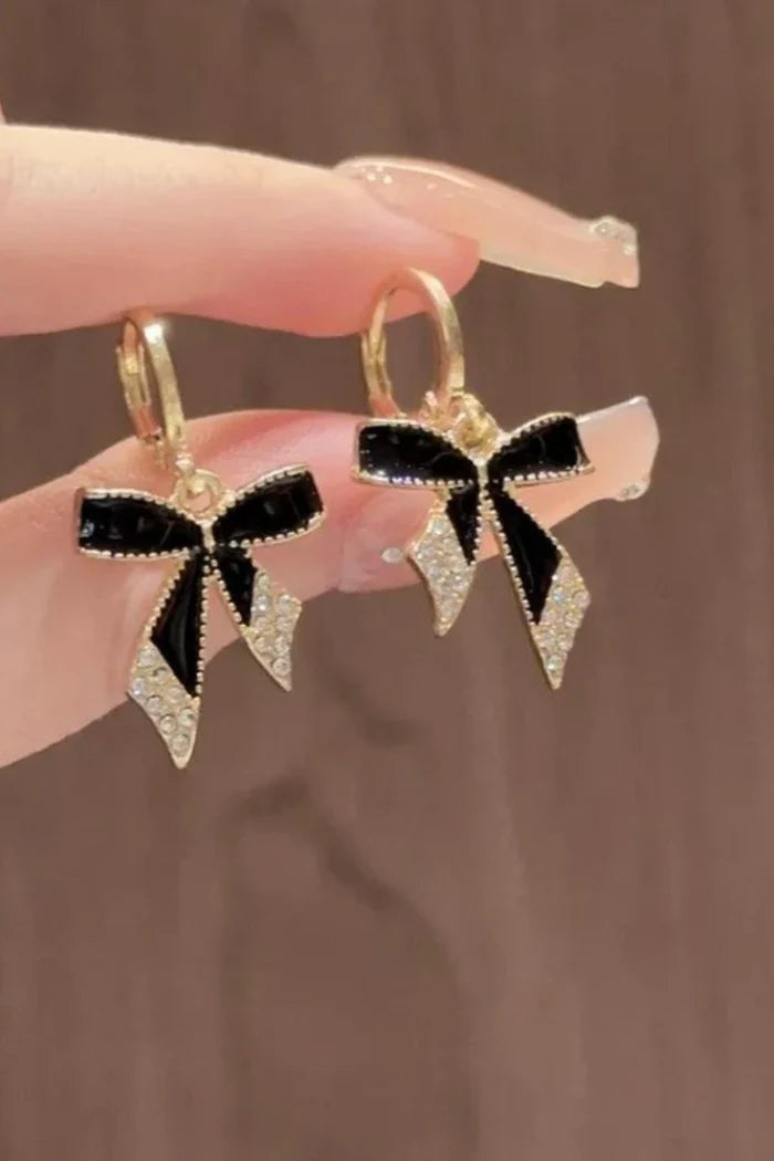 Elegant Black Bow Earrings