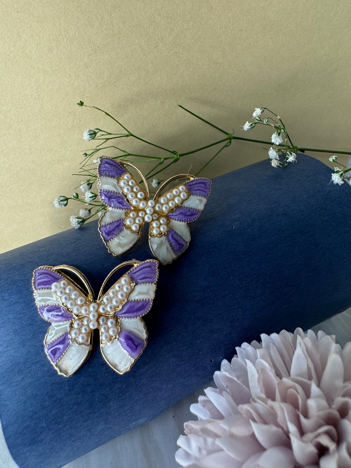 Pearl Studded Butterfly Earrings