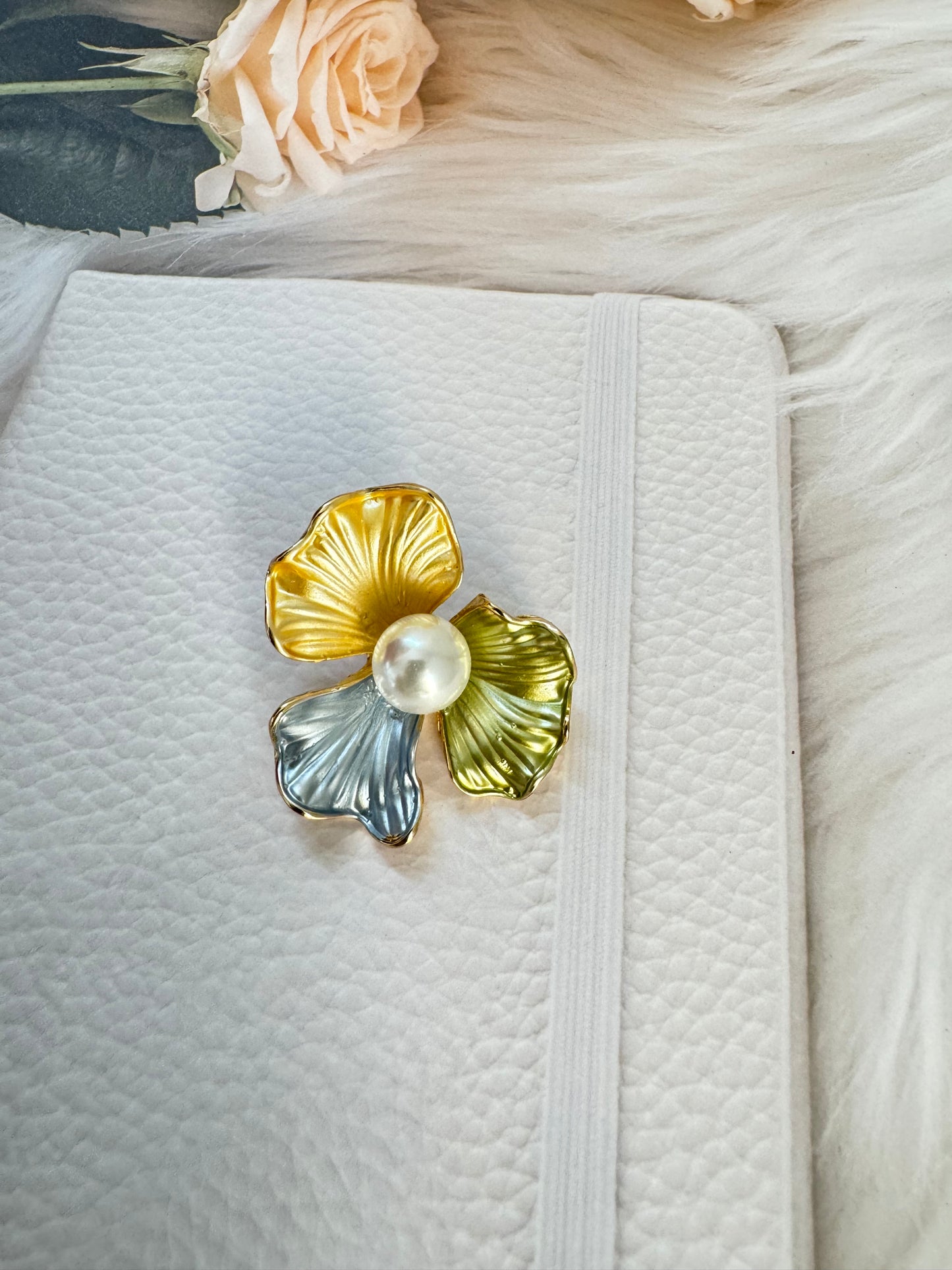Golden Pastel Flower studs