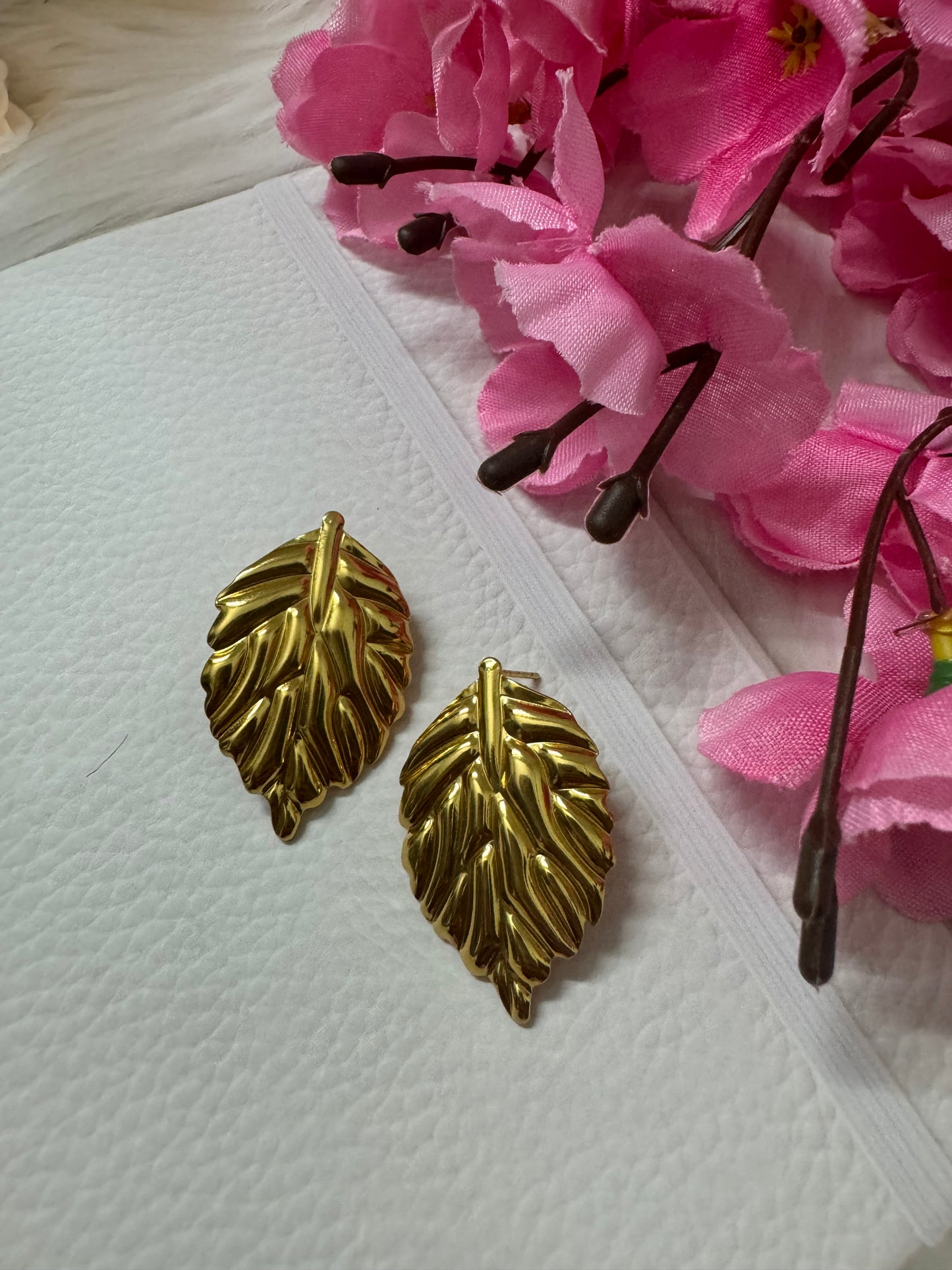 Elegant Gold Plated Leaf Earrings