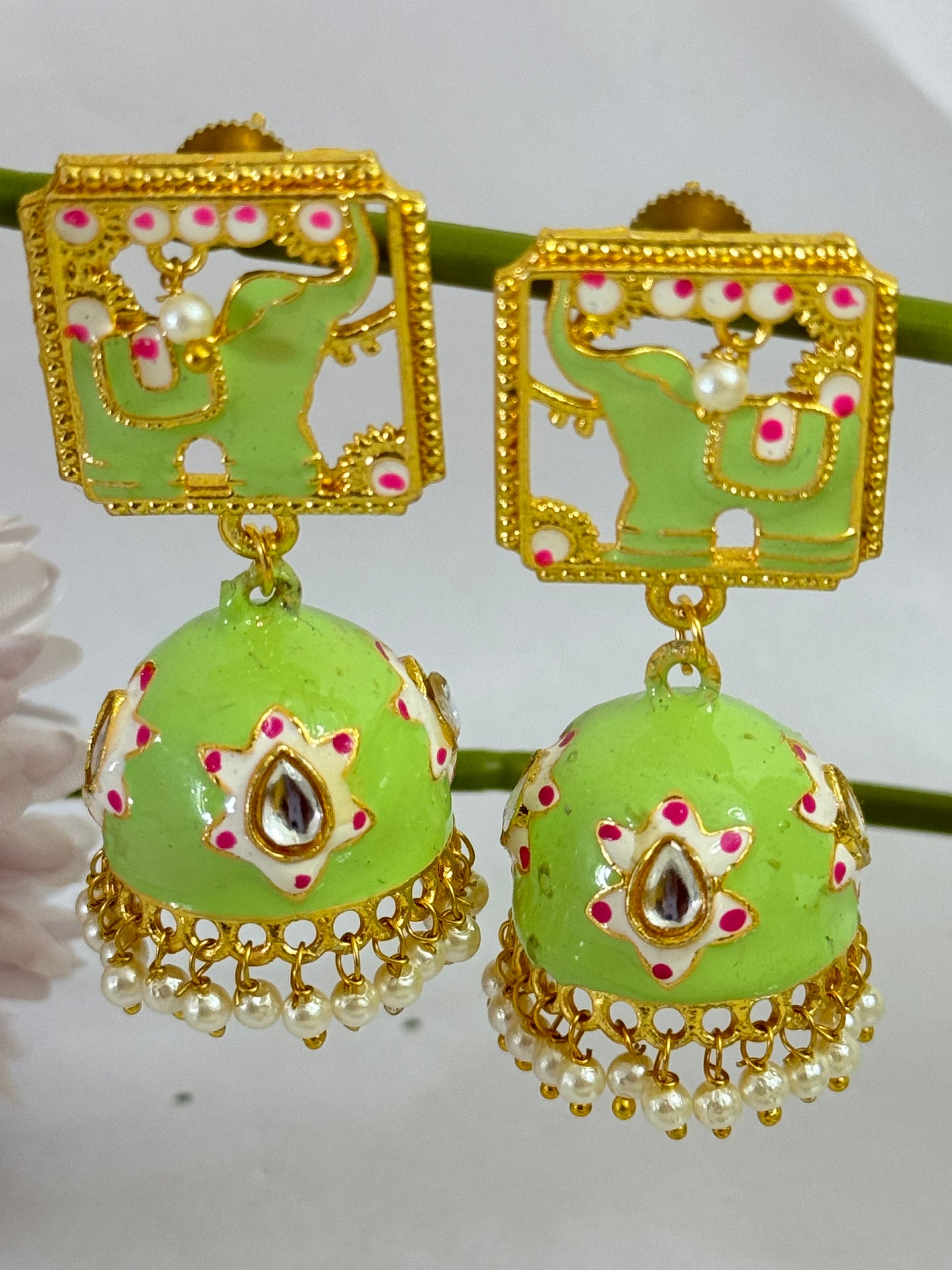 Meenakari Elephant Jhumka