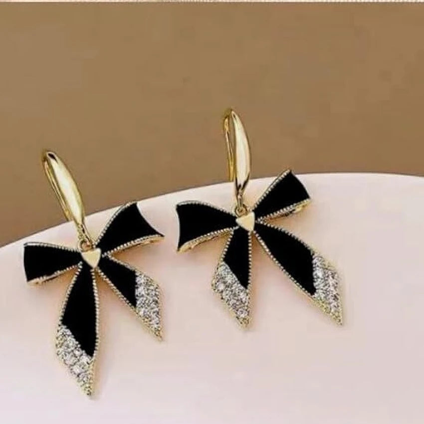 Elegant Black Bow Earrings