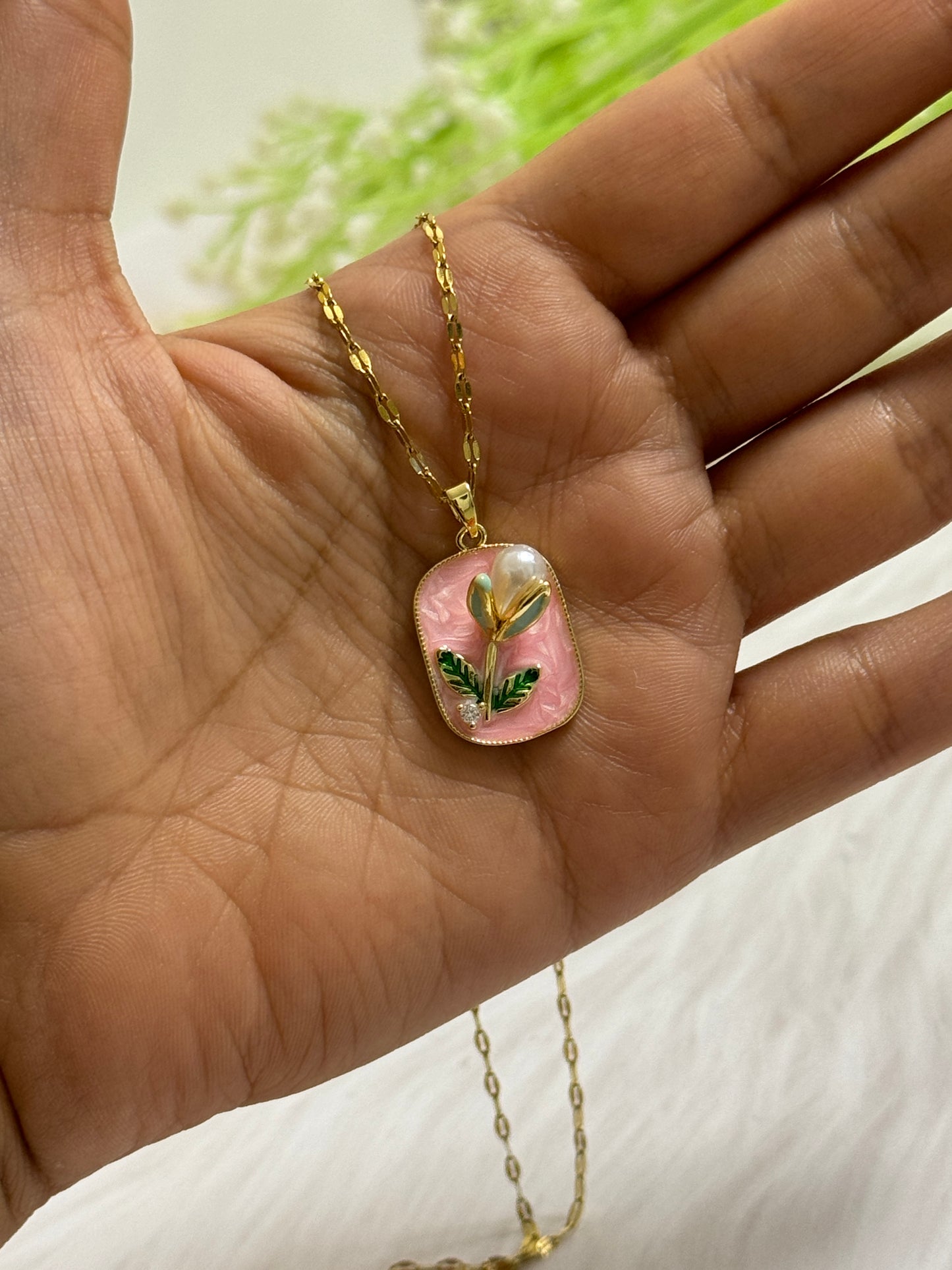 Dainty Tulip Necklace – Anti-Tarnish Gold Pendant, ₹399 – Priya Jewellery