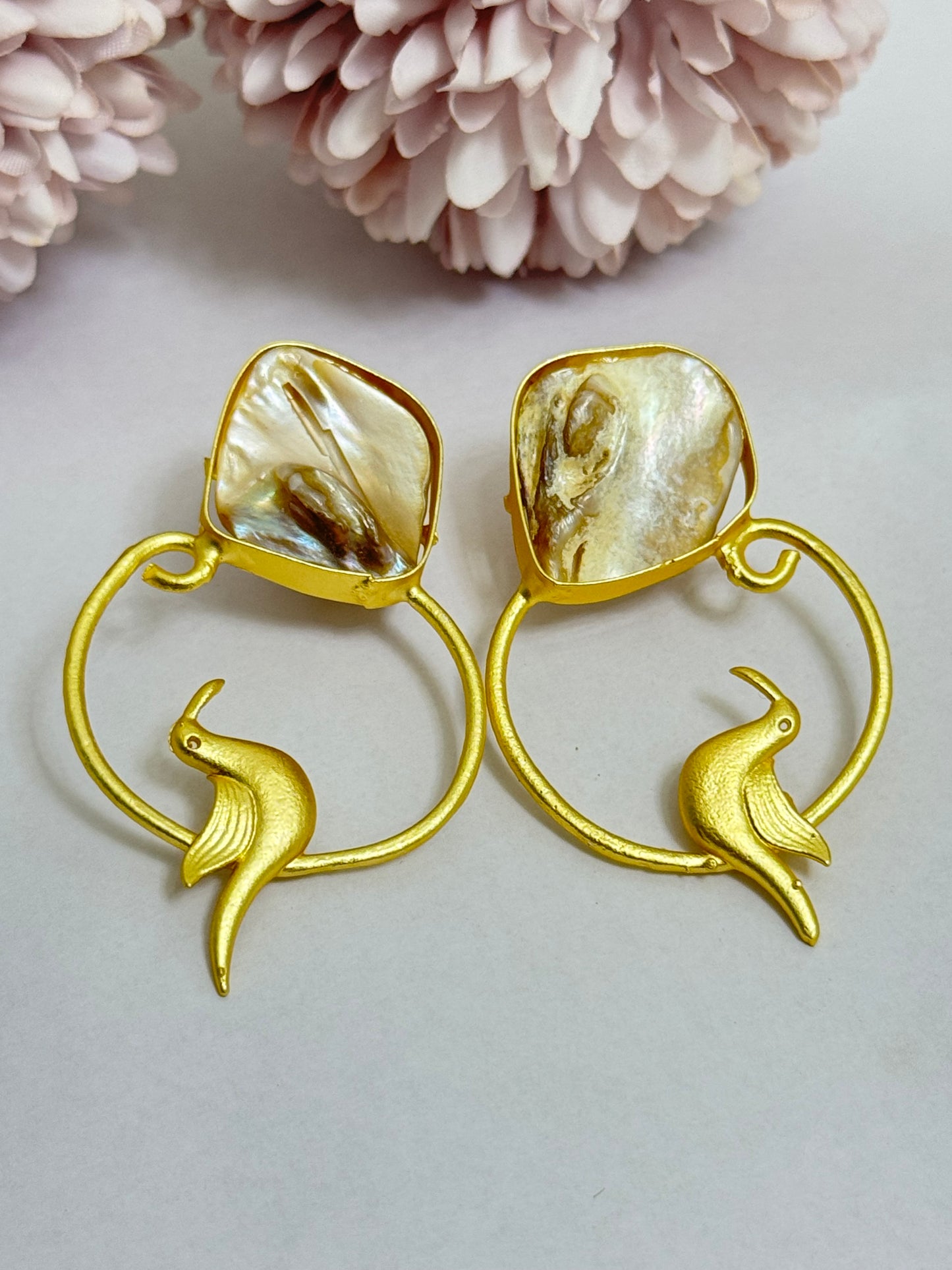 Golden Bird Brass Earrings