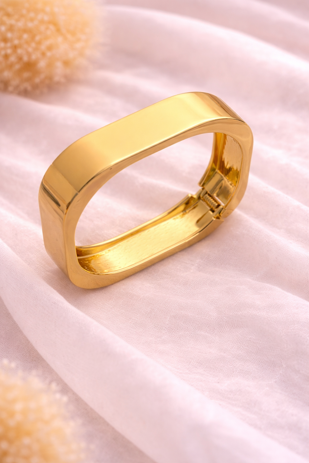 Minimal Gold Finish Statement Bangle Bracelet for Women | Anti-Tarnish Everyday Wear