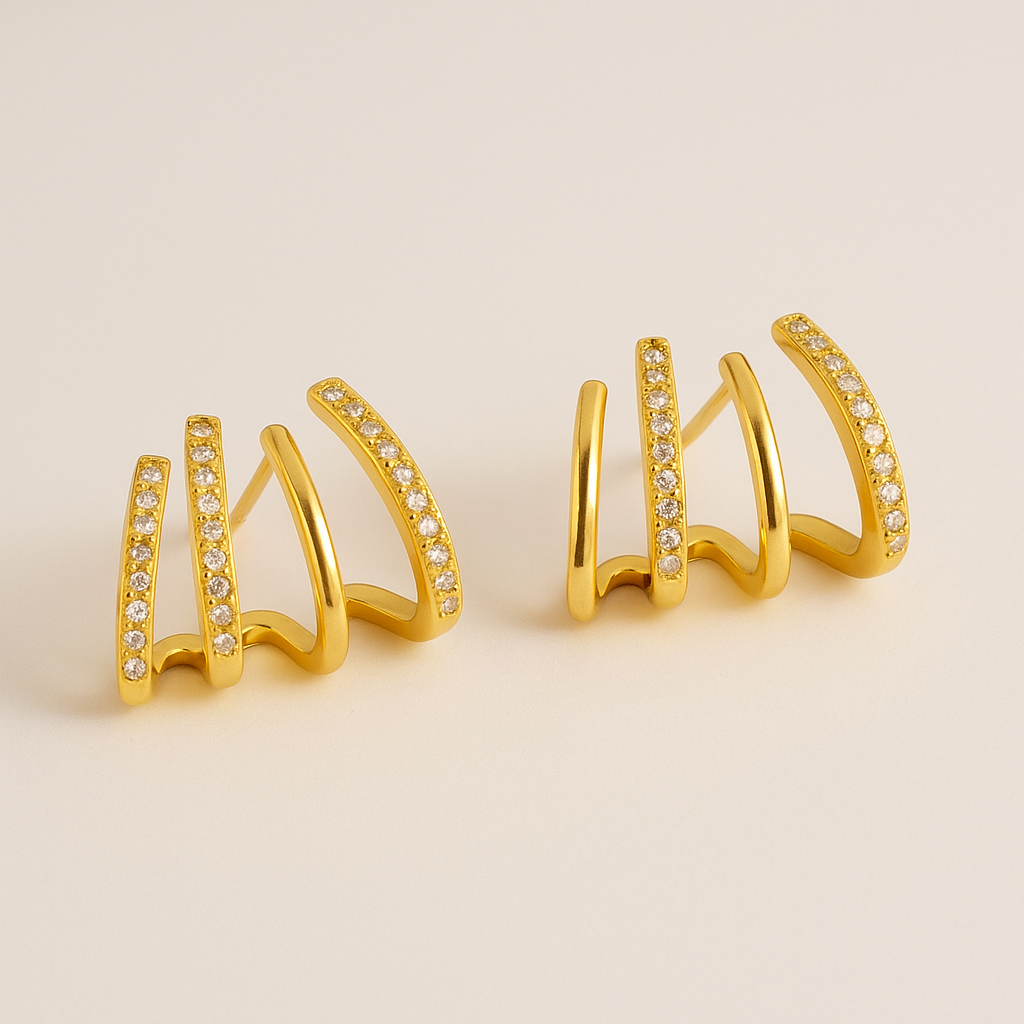 Korean Claw Stud Earrings – Minimalist Gold-Plated Statement Jewelry for Women