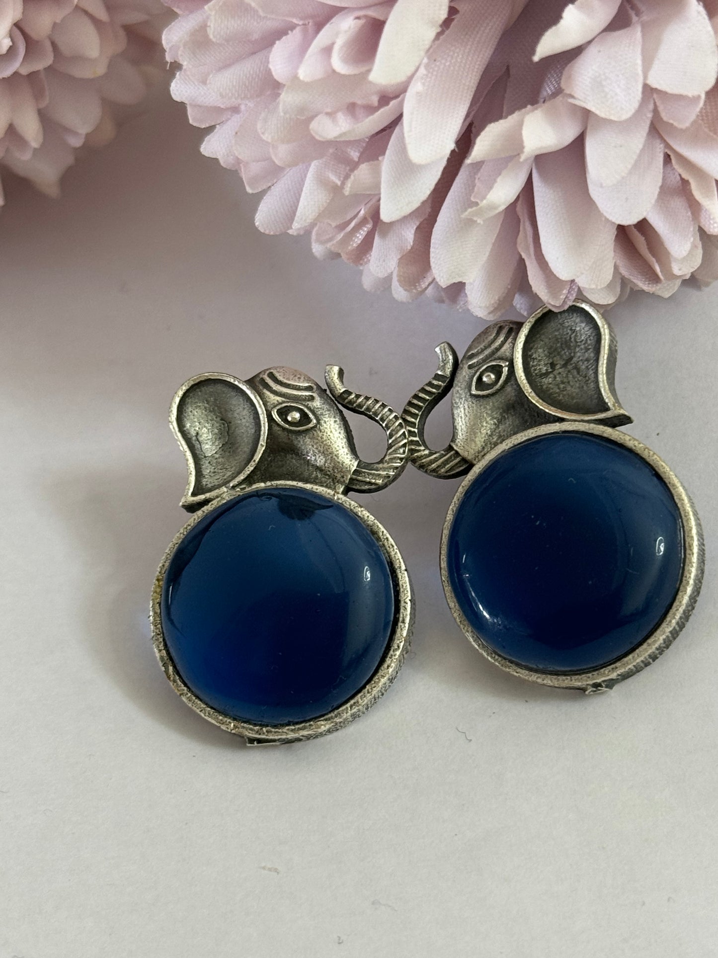 Silver Elephant Studs