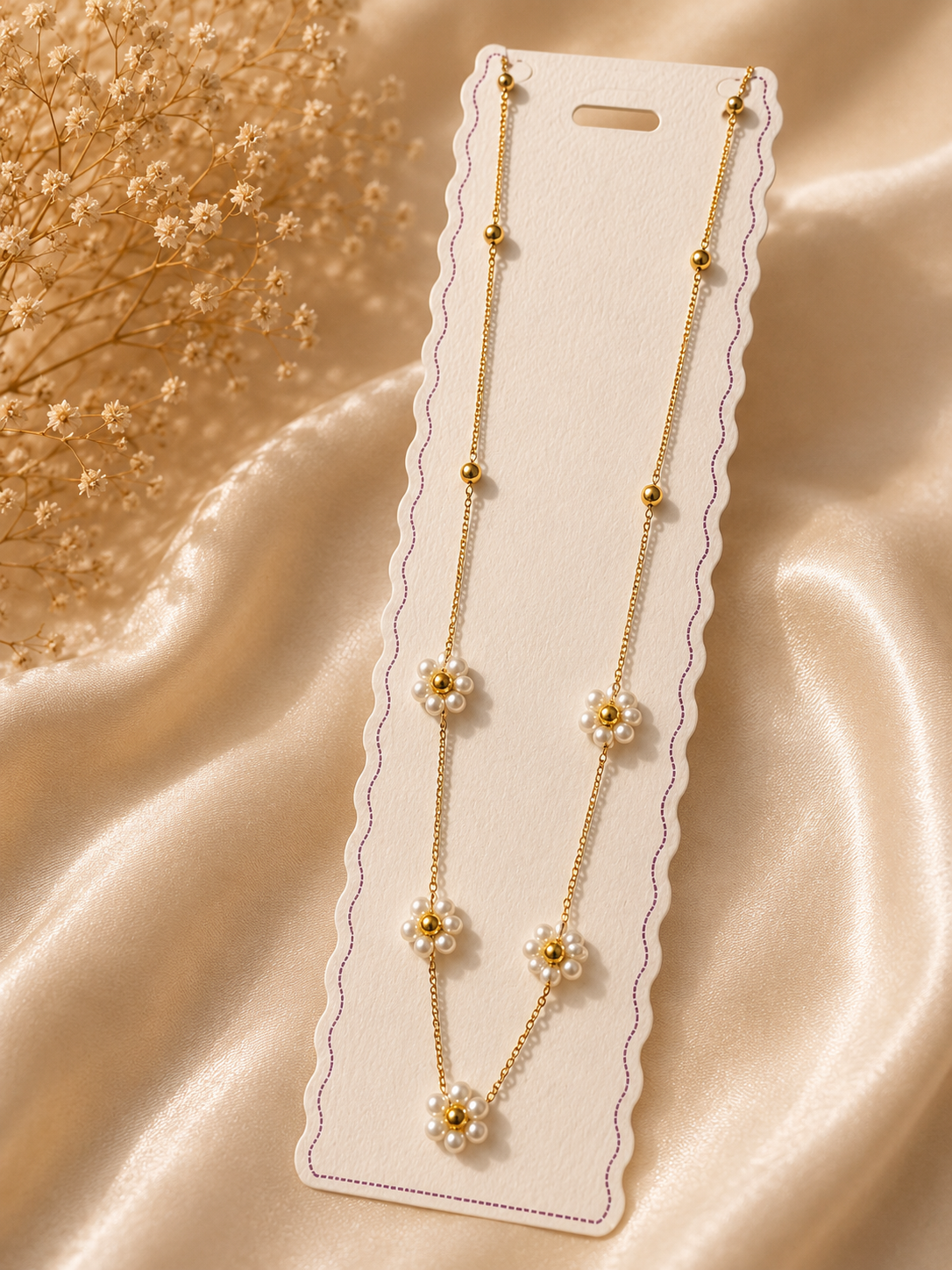 Daisy Pearl Station Necklace for Women