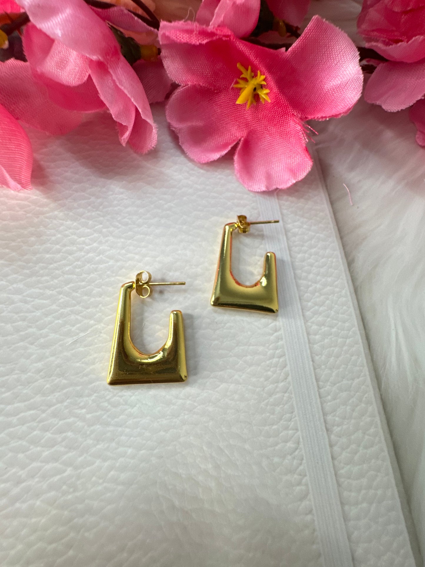 Golden Square Hoops Earrings