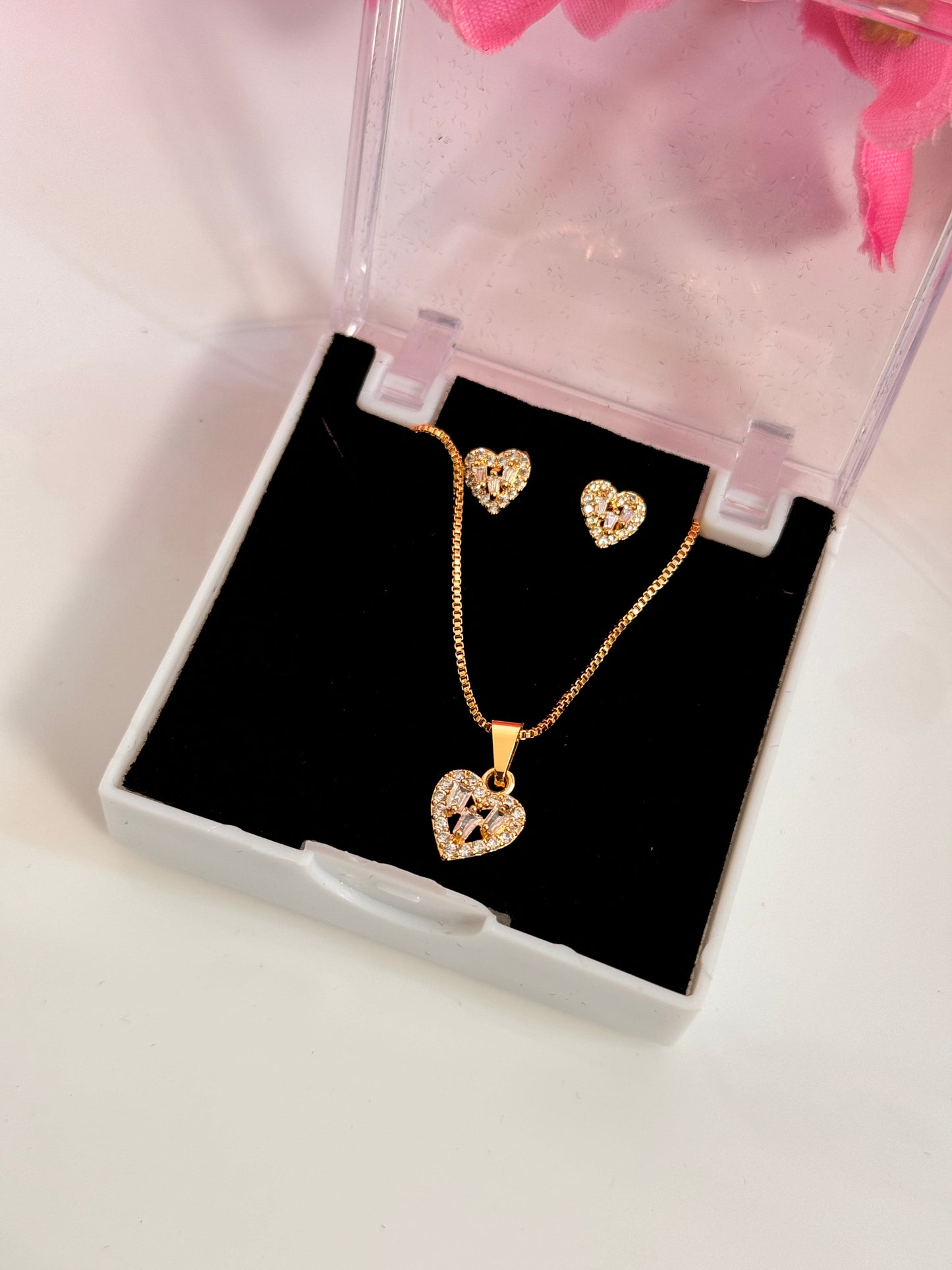 Heart Necklace & Earrings Combo