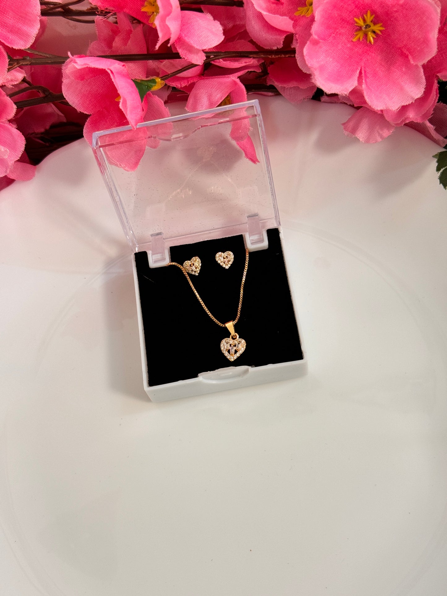 Heart Necklace & Earrings Combo