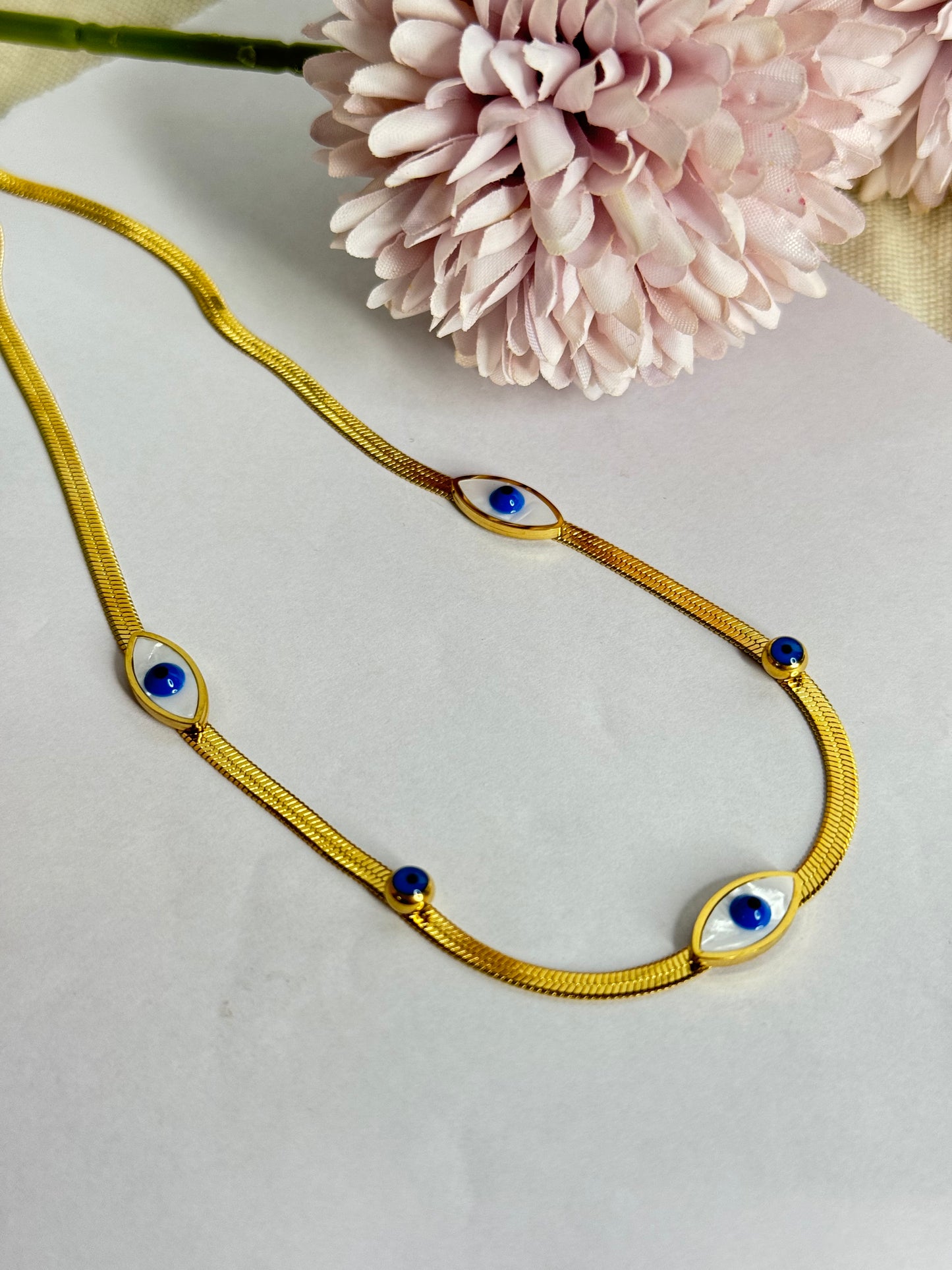 Big Boss Viral EvilEye Golden Snake Chain Necklace
