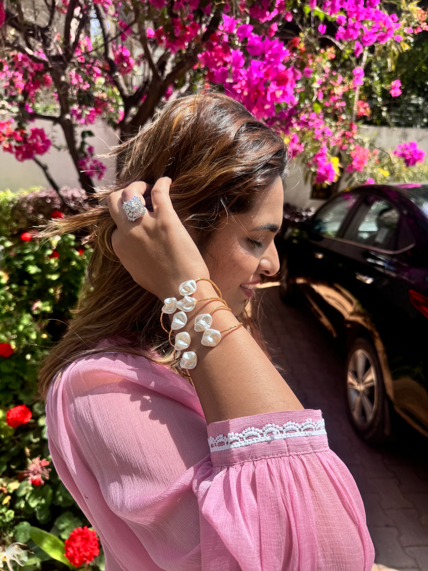 Spiral Pearl Adjustable Bracelet