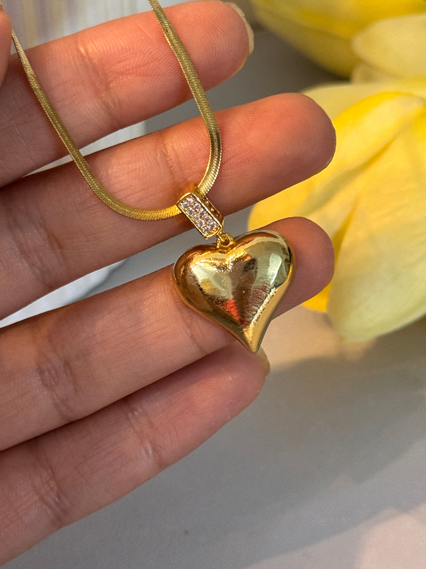 Gold Heart Pendant Necklace | Elegant Crystal Accent Jewellery for Women