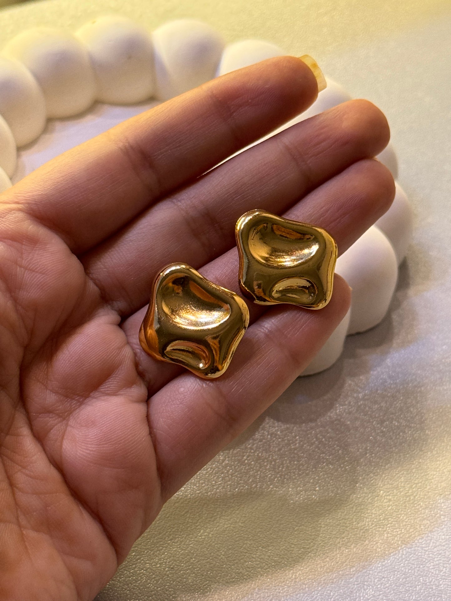 Golden Antitarnish Square Studs