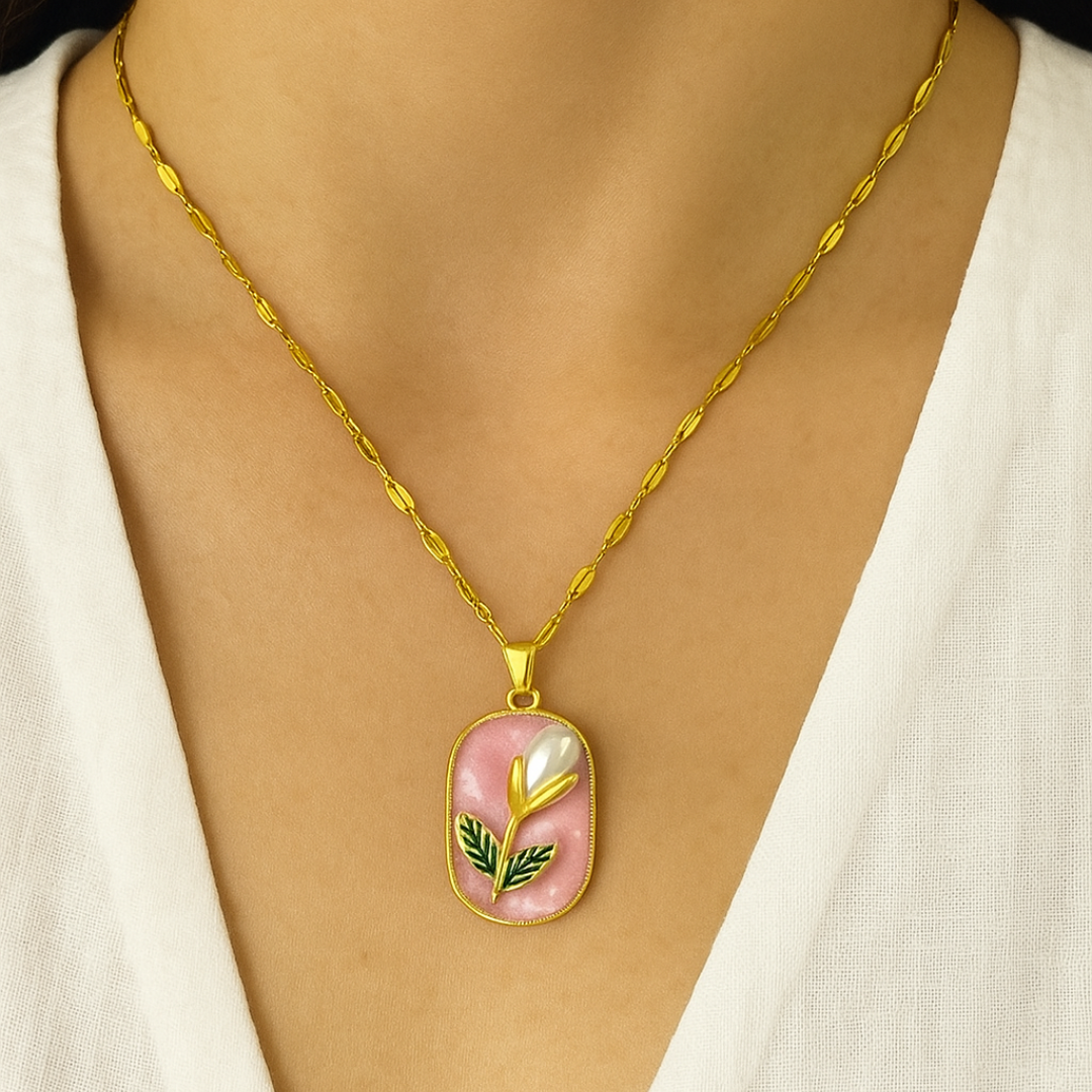 Dainty Tulip Necklace – Anti-Tarnish Gold Pendant, ₹399 – Priya Jewellery
