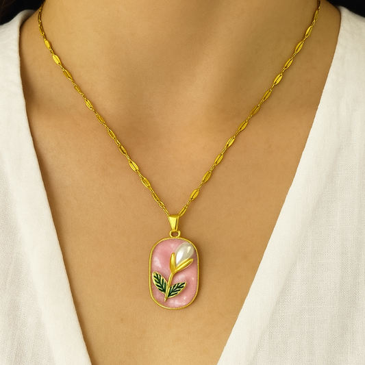 Dainty Tulip Necklace – Anti-Tarnish Gold Pendant, ₹399 – Priya Jewellery
