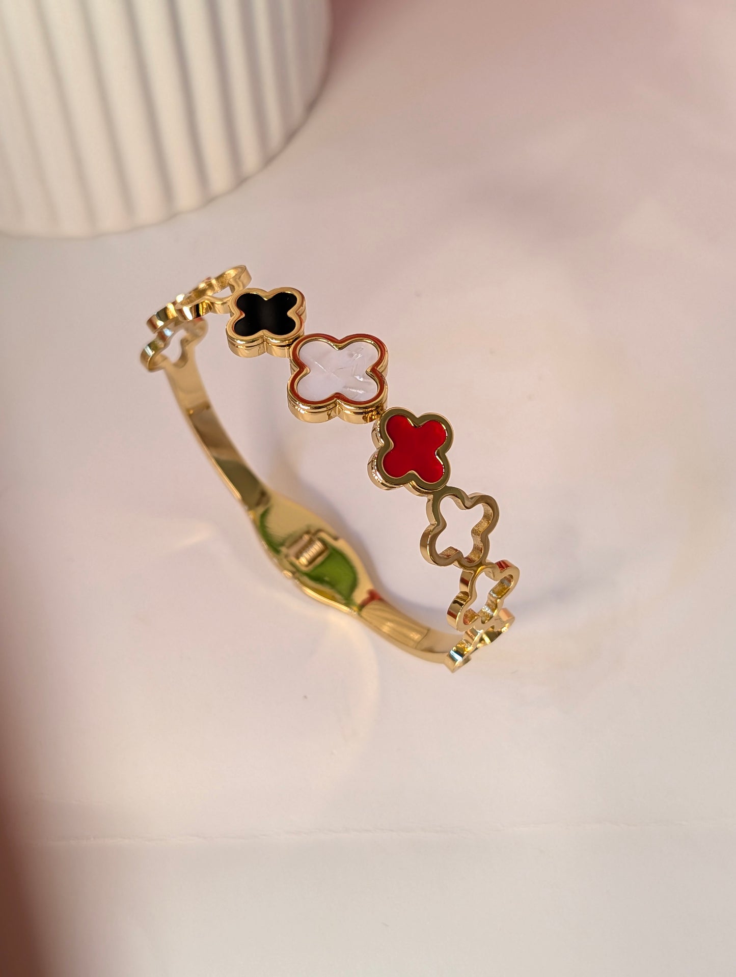 Multicolor Clover Bracelet for Women – Premium Gold-Plated Designer Bangle