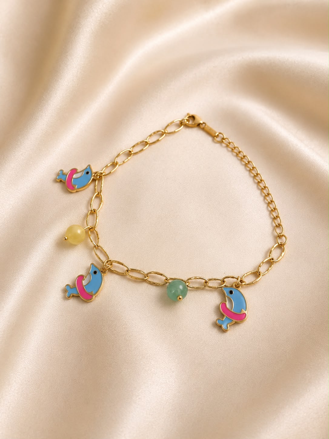 Blue Bird Charm Bracelet for Women | Anti-Tarnish Gold Stainless Steel Charm Bracelet