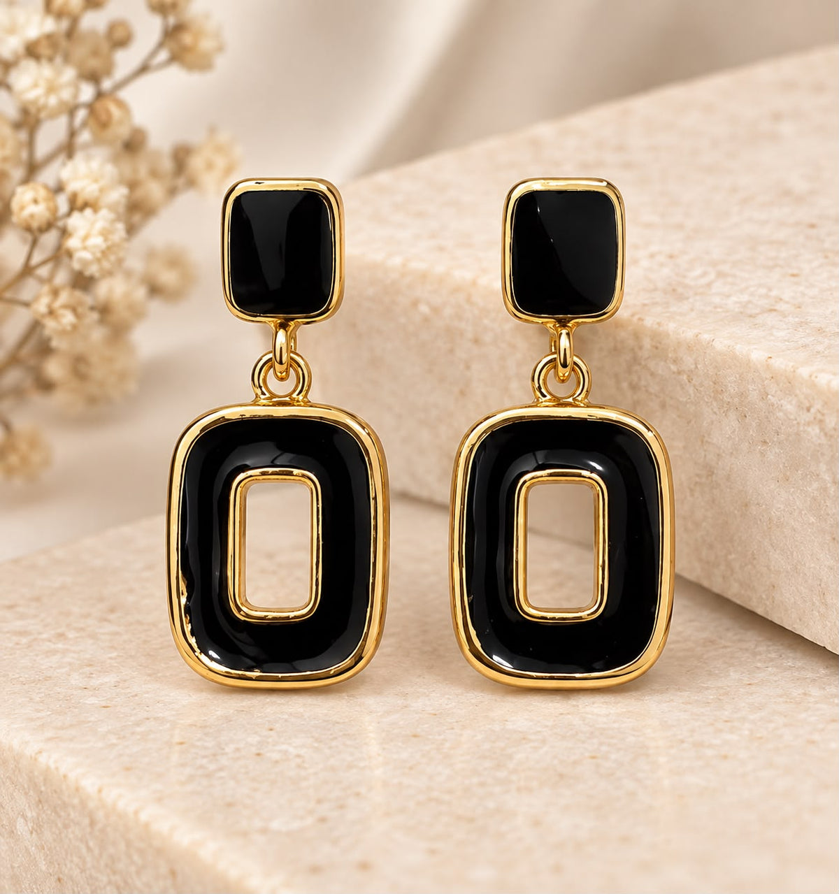 Elegant Black & Gold Party Earrings for Women