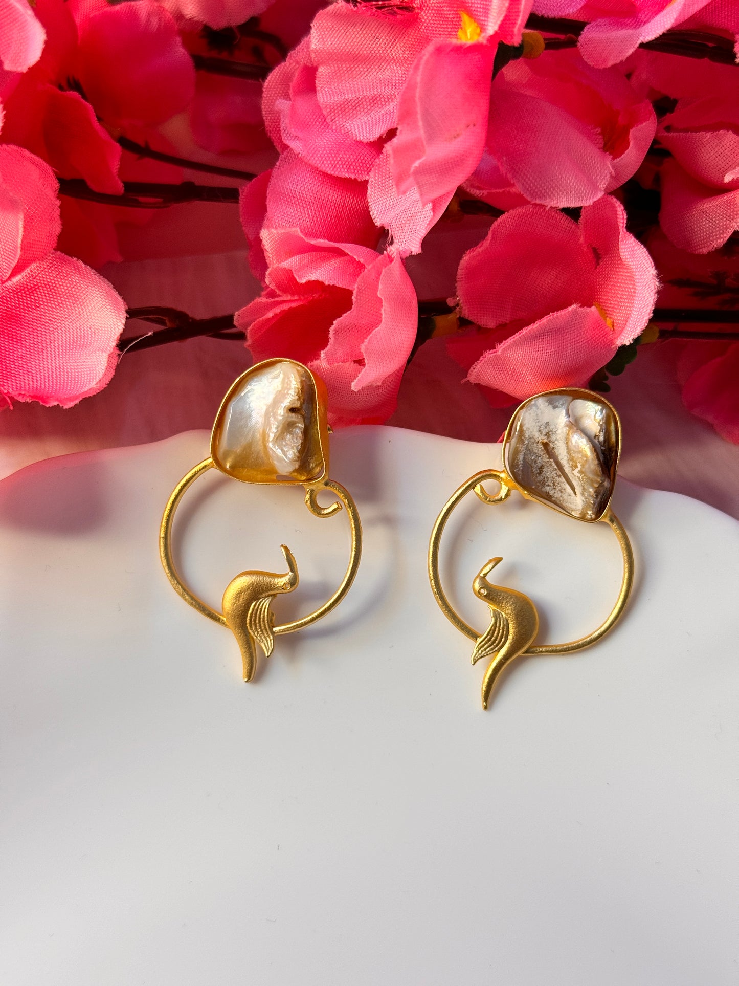Golden Bird Brass Earrings