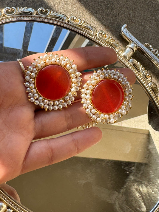 Orange Pearl Studs