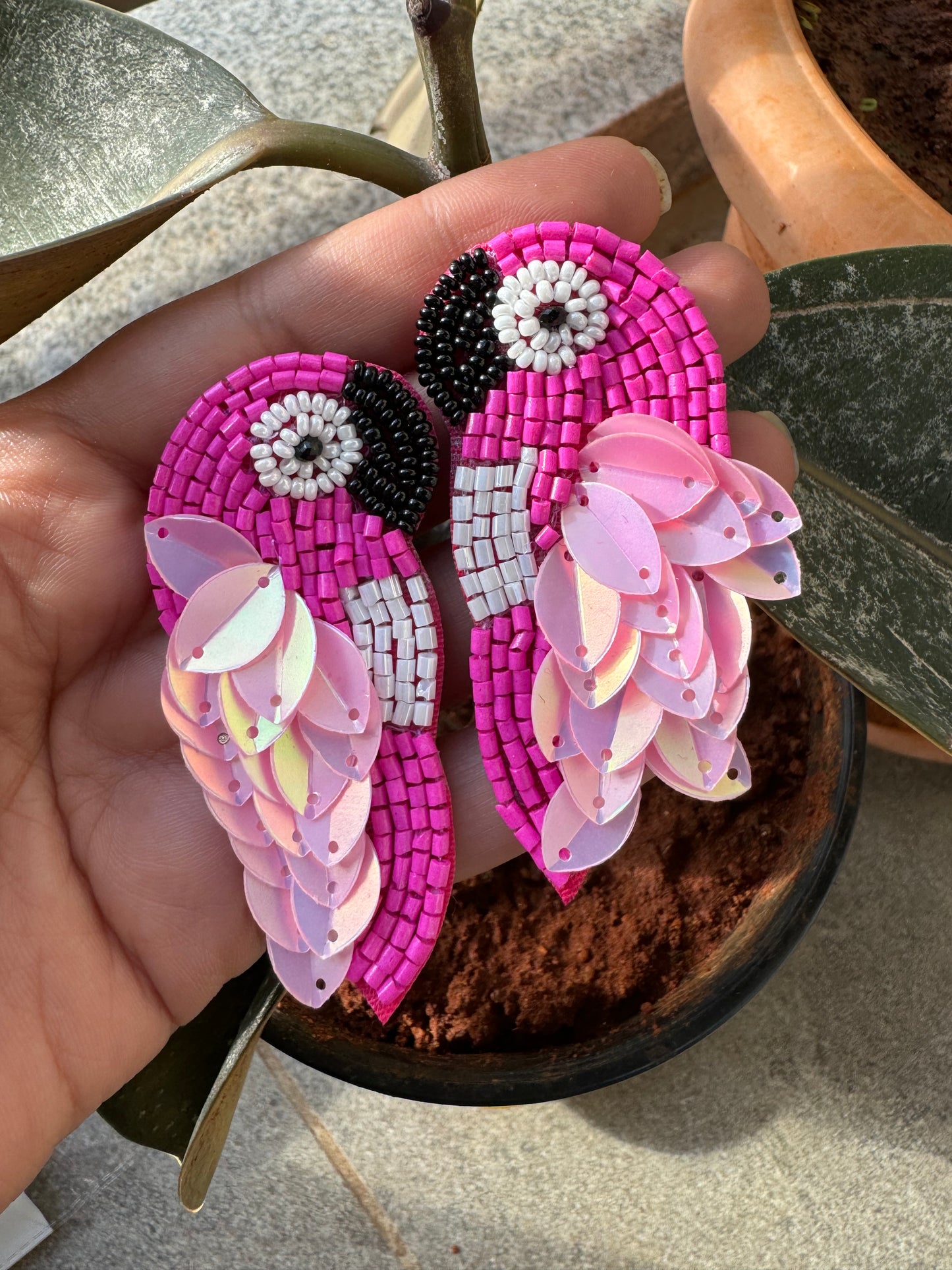 Handcrafted Beaded Parrot Earrings