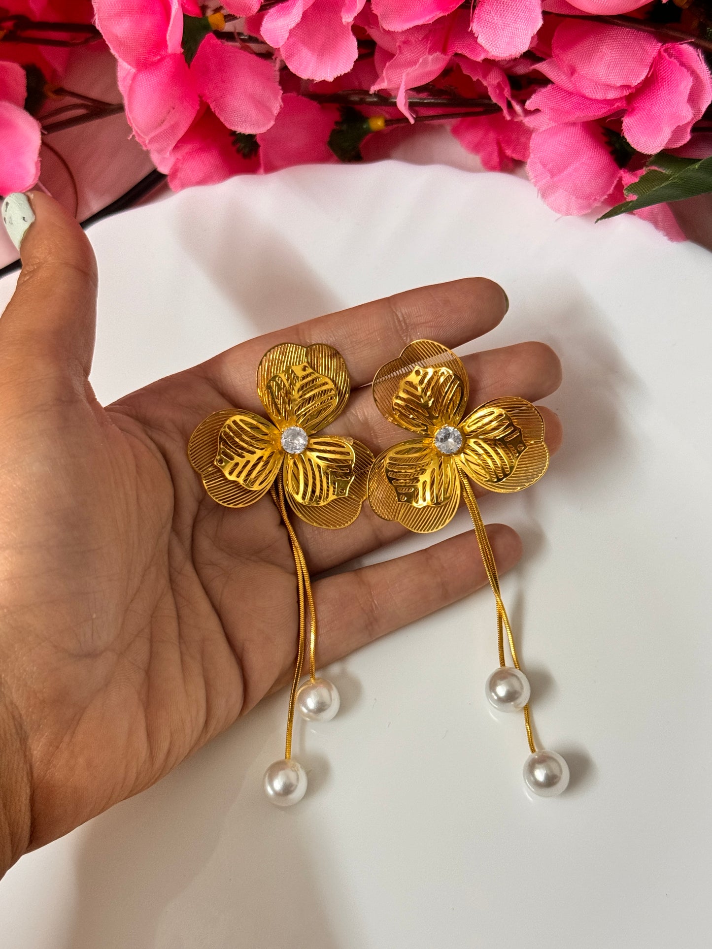 Flower Pearl Danglers