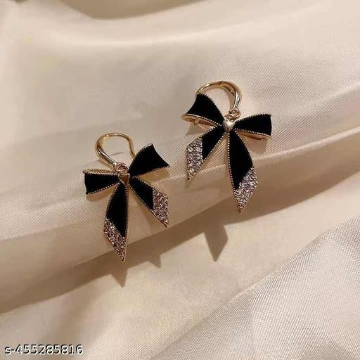 Elegant Black Bow Earrings