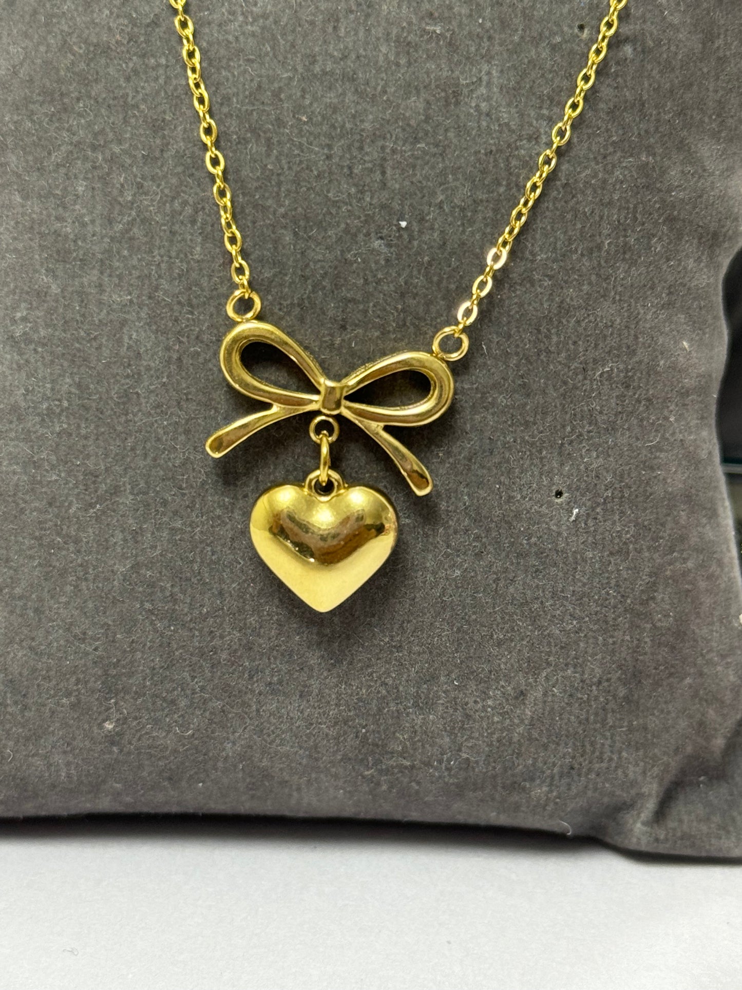 Bow Heart Necklace