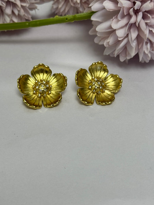 Gold Plated Hibiscus Earrings