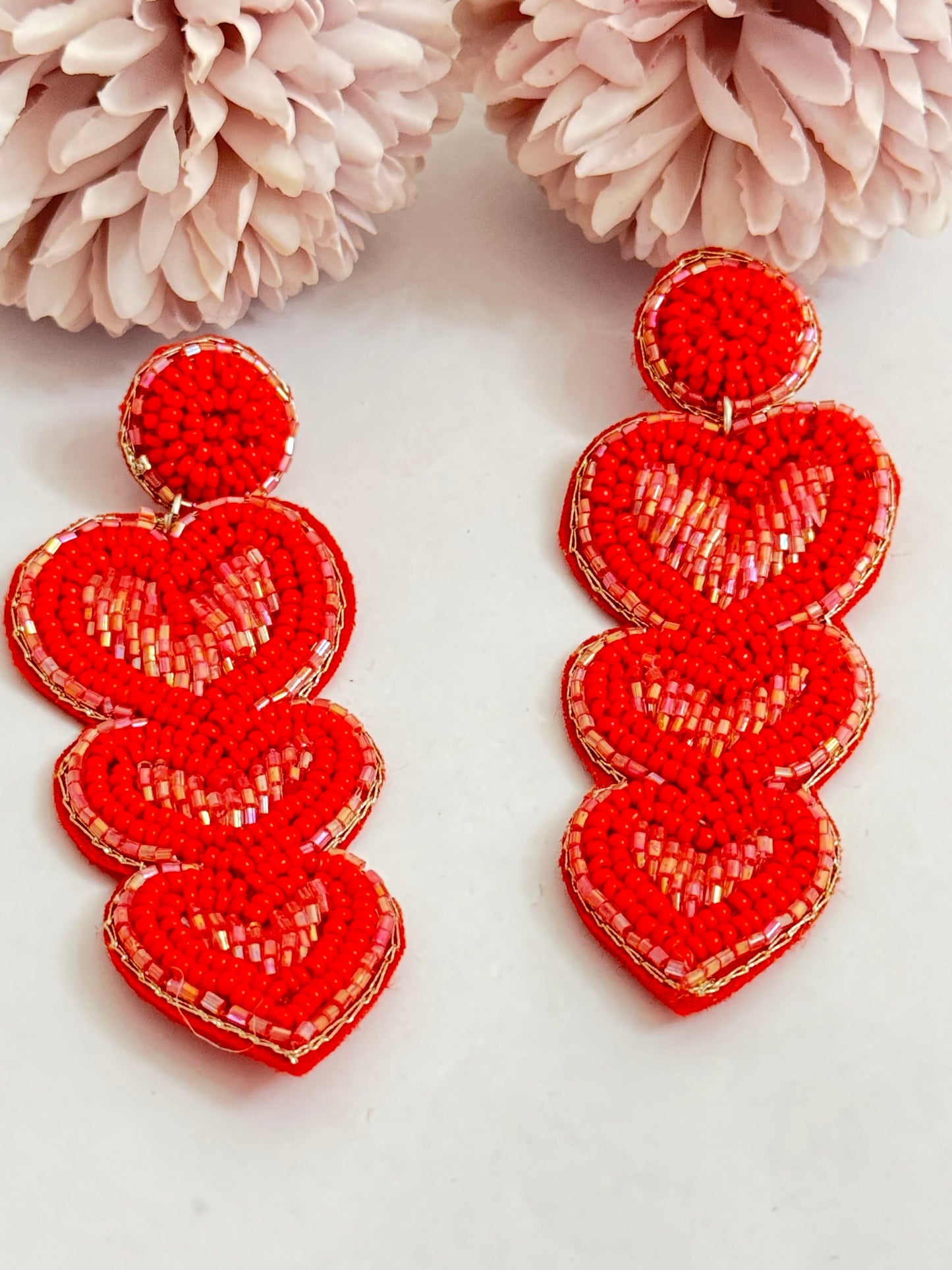 Triple Layer Beaded Hearts